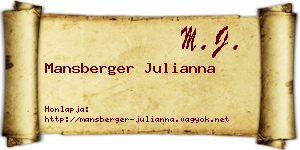 Mansberger Julianna névjegykártya